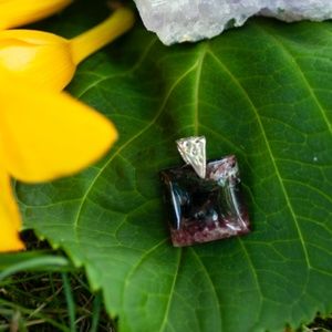Rhodonite Healing Crystal Square Pendant